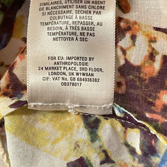 Maeve Anthropologie Pintuck Abella Top Womens 0 Fall Floral Multicolor Fairy - Picture 9 of 11